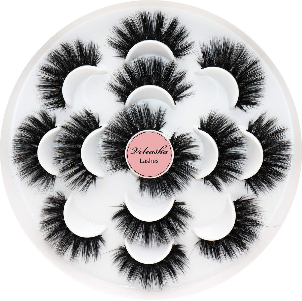Veleasha 5D Faux Mink False Eyelashes fluffy look front view
