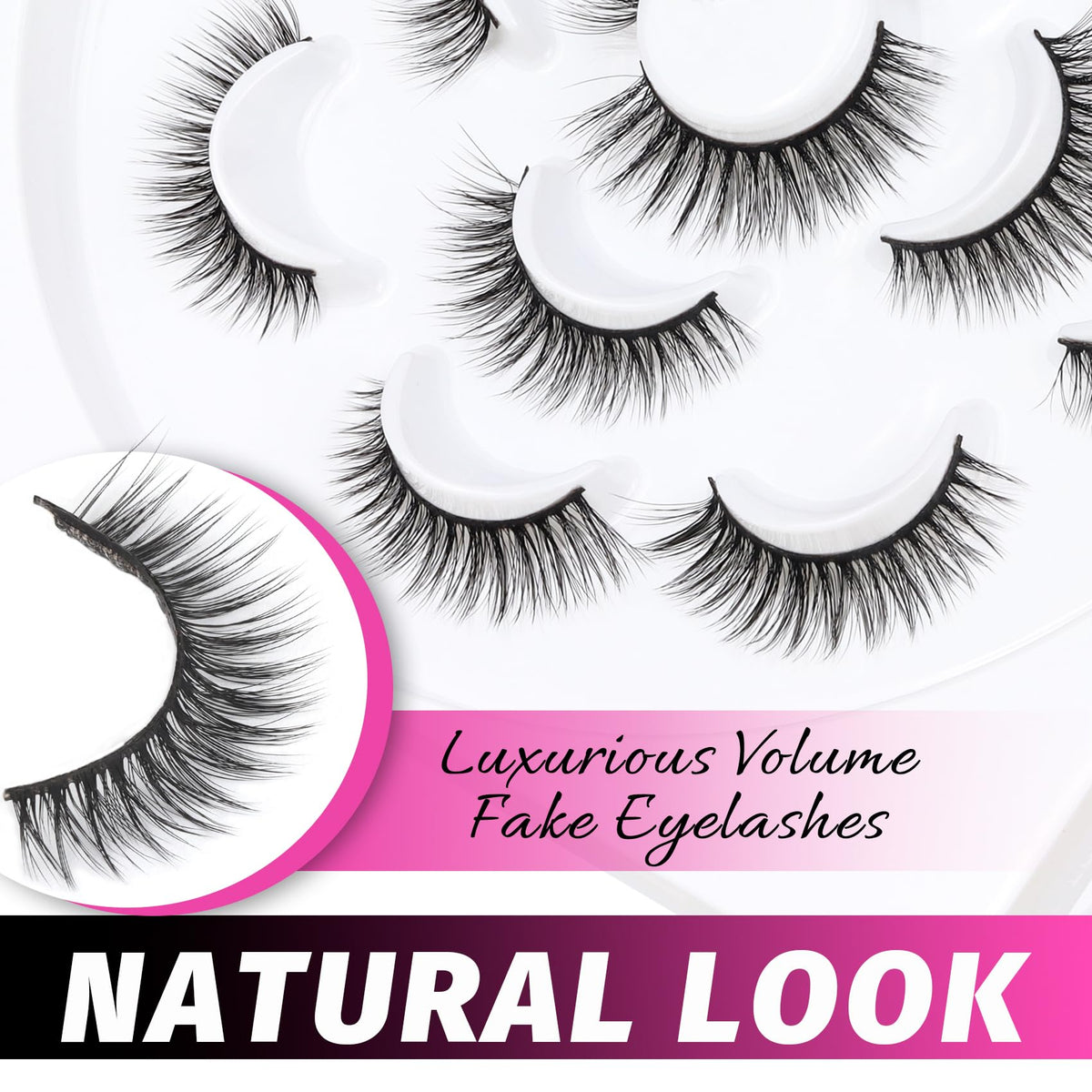 Veleasha Fluffy False Eyelashes Cat Eye Lash Strips displayed with makeup tools