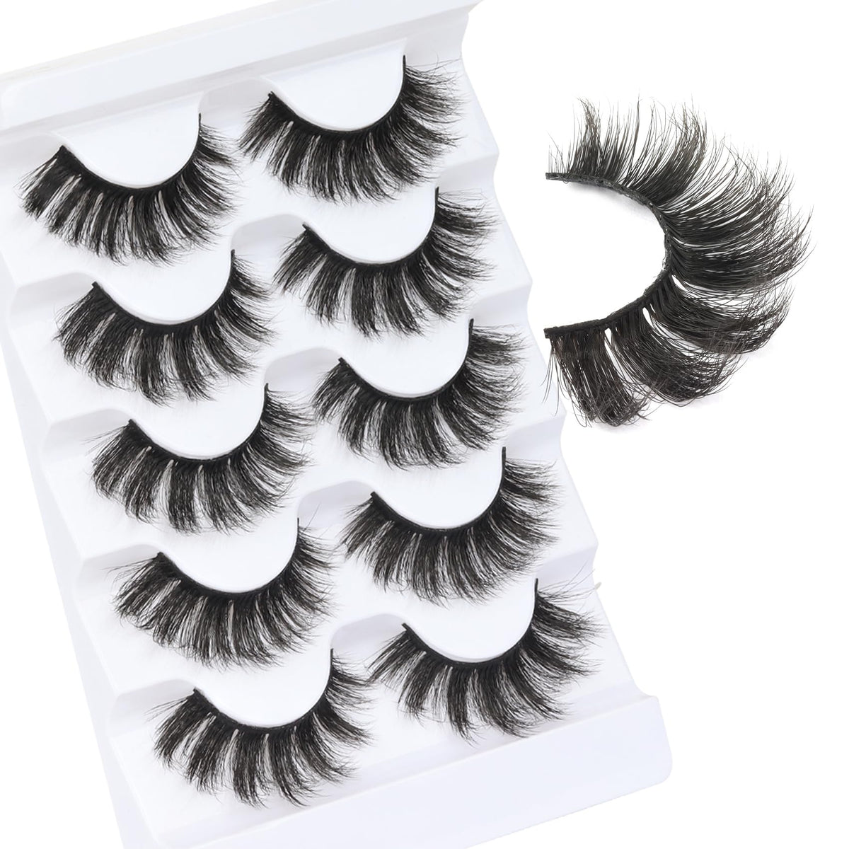 Veleasha Fluffy False Eyelashes Cat Eye Lash Strips front view