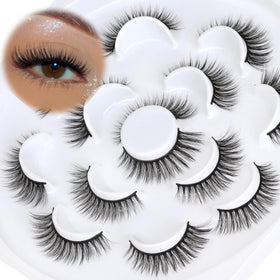 Veleasha Fluffy False Eyelashes Cat Eye Lash Strips front view