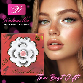 Veleasha Fluffy False Eyelashes Cat Eye Lash Strips in use at a party
