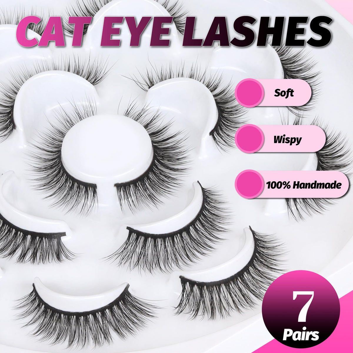 Veleasha Fluffy False Eyelashes Cat Eye Lash Strips on model