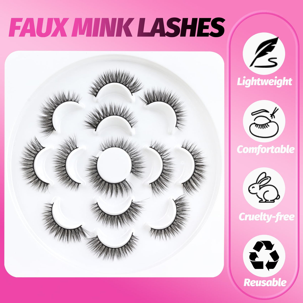 Veleasha Fluffy False Eyelashes Cat Eye Lash Strips side view