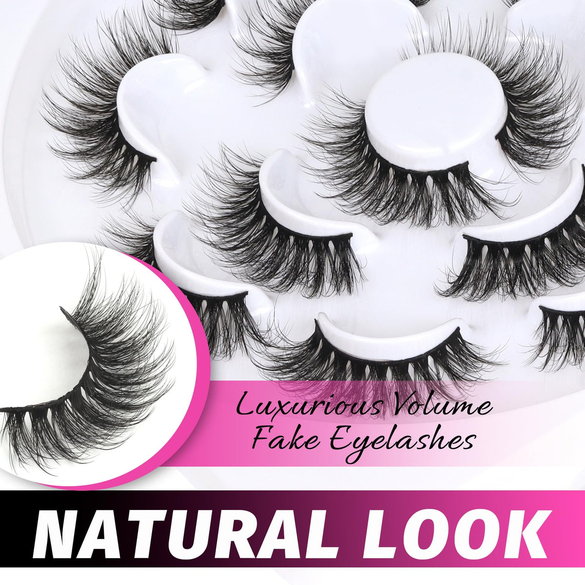 Veleasha Fluffy False Eyelashes Cat Eye Lash Strips Volume 804 on model