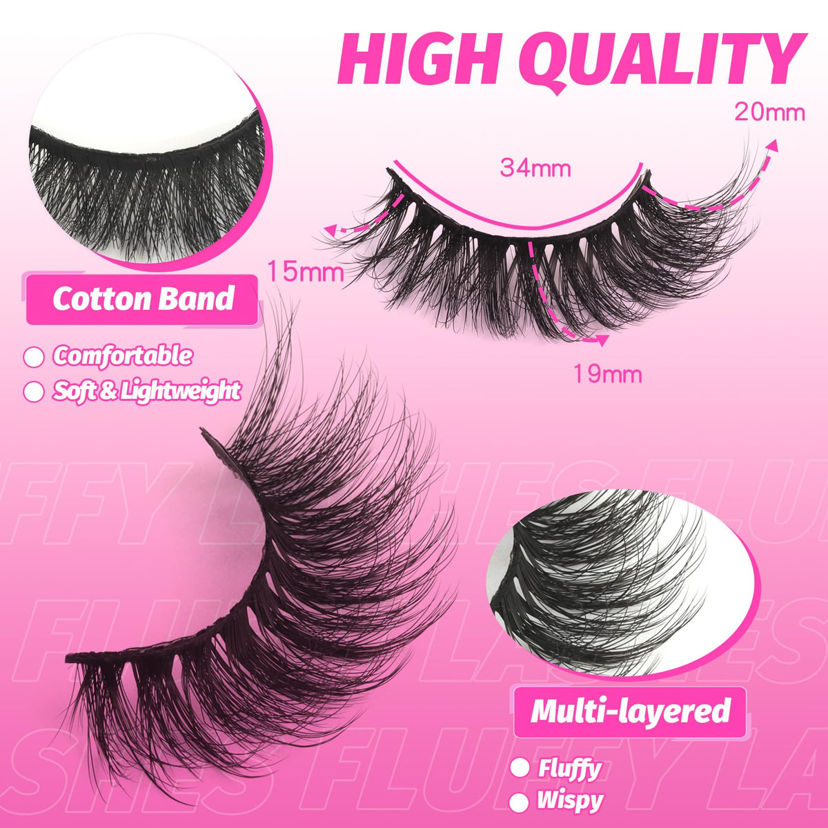 Veleasha Fluffy False Eyelashes Cat Eye Lash Strips Volume 804 packaging
