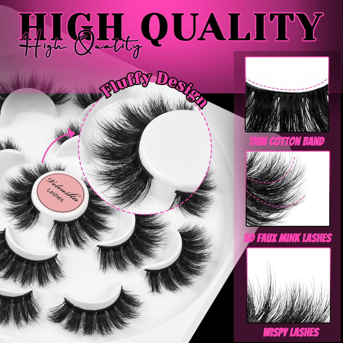 Veleasha Fluffy False Eyelashes dramatic look on model