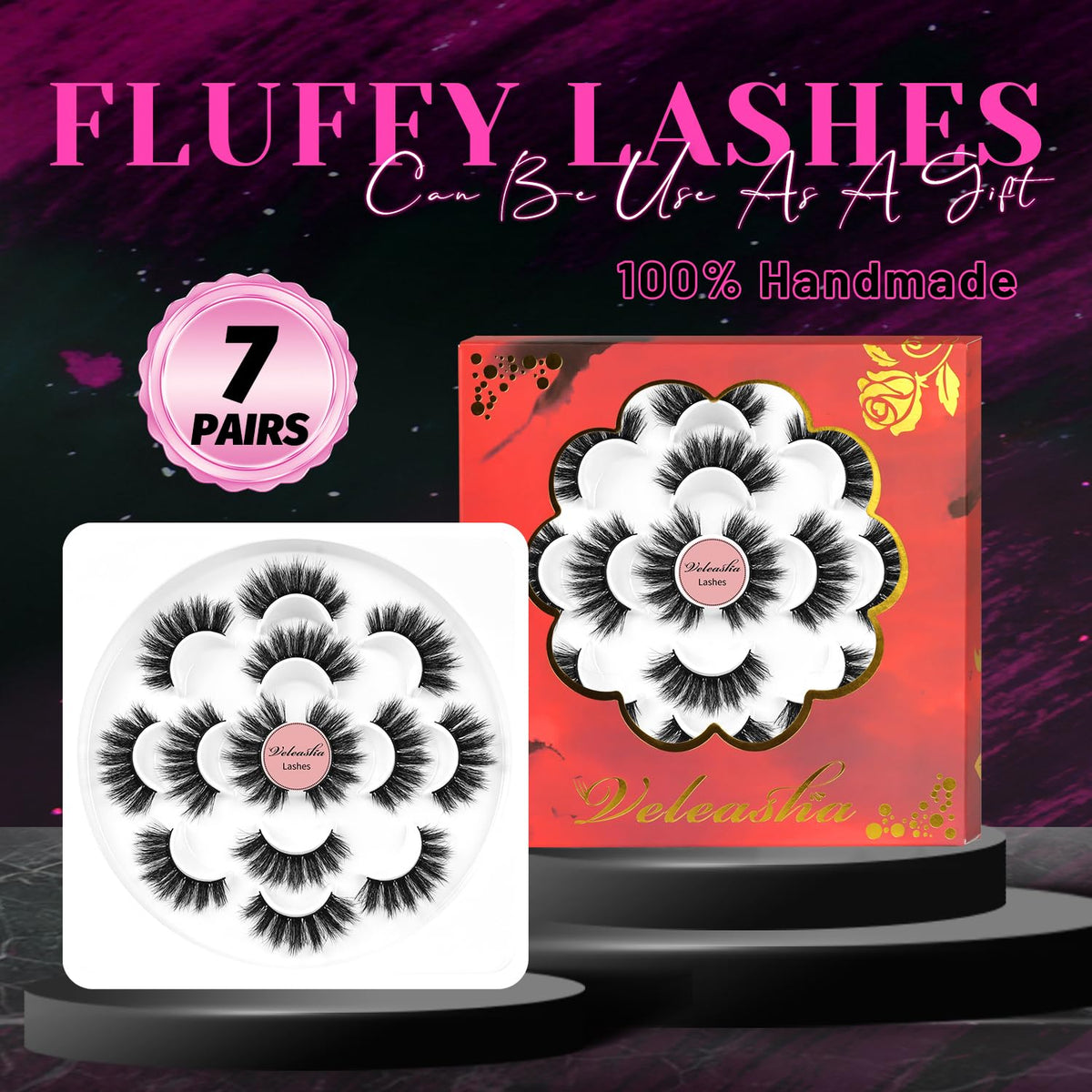 Veleasha Fluffy False Eyelashes in makeup setting