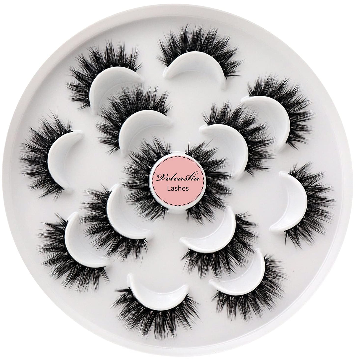 Veleasha Lashes 5D Faux Mink Fluffy Eyelashes front view