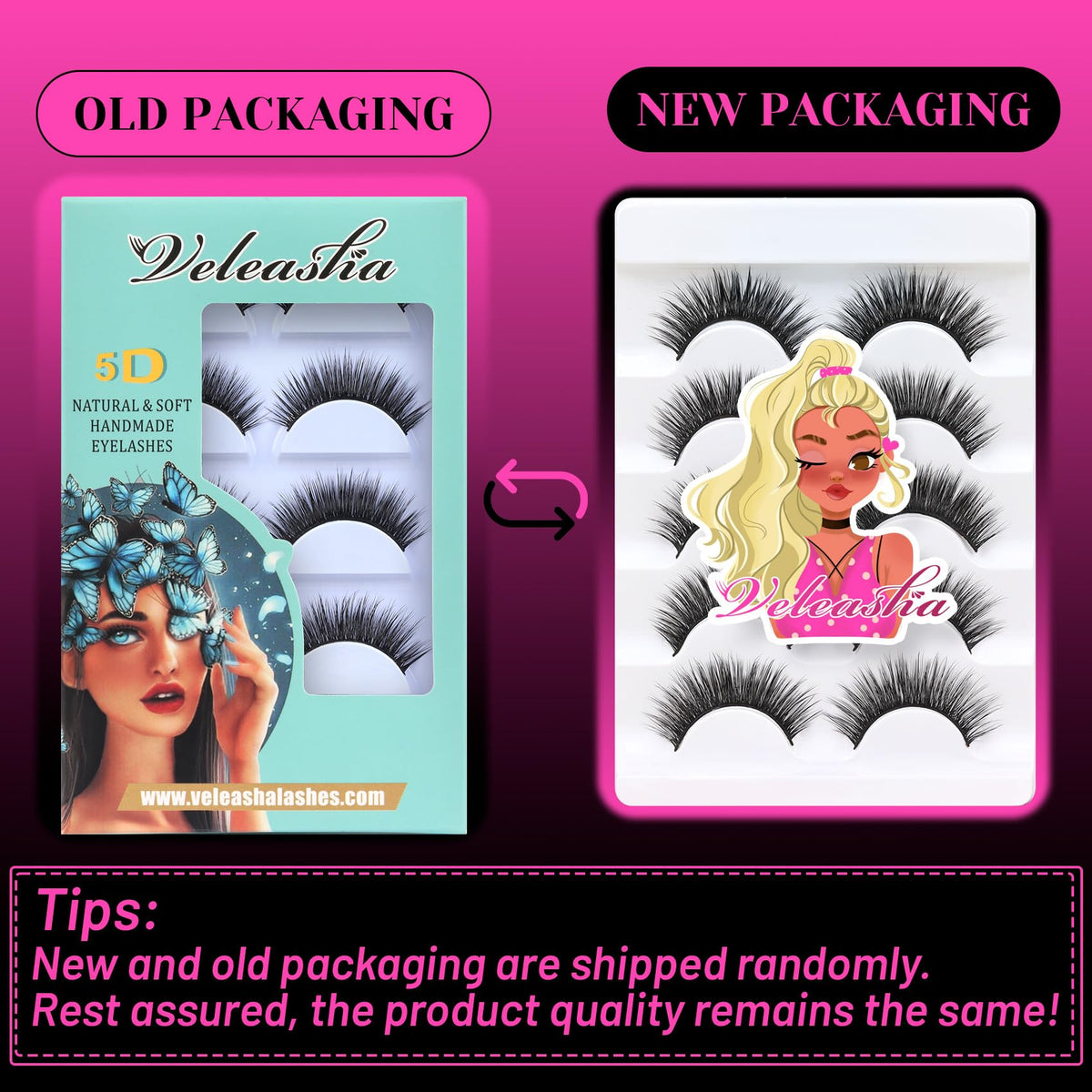 Veleasha lashes displayed with makeup tools