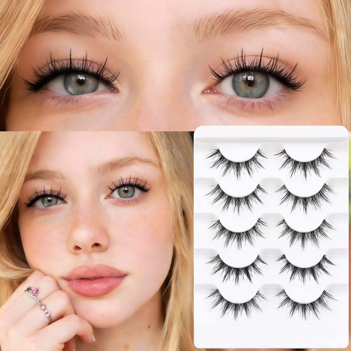 Veleasha Manga Lashes packaging with clear band lashes