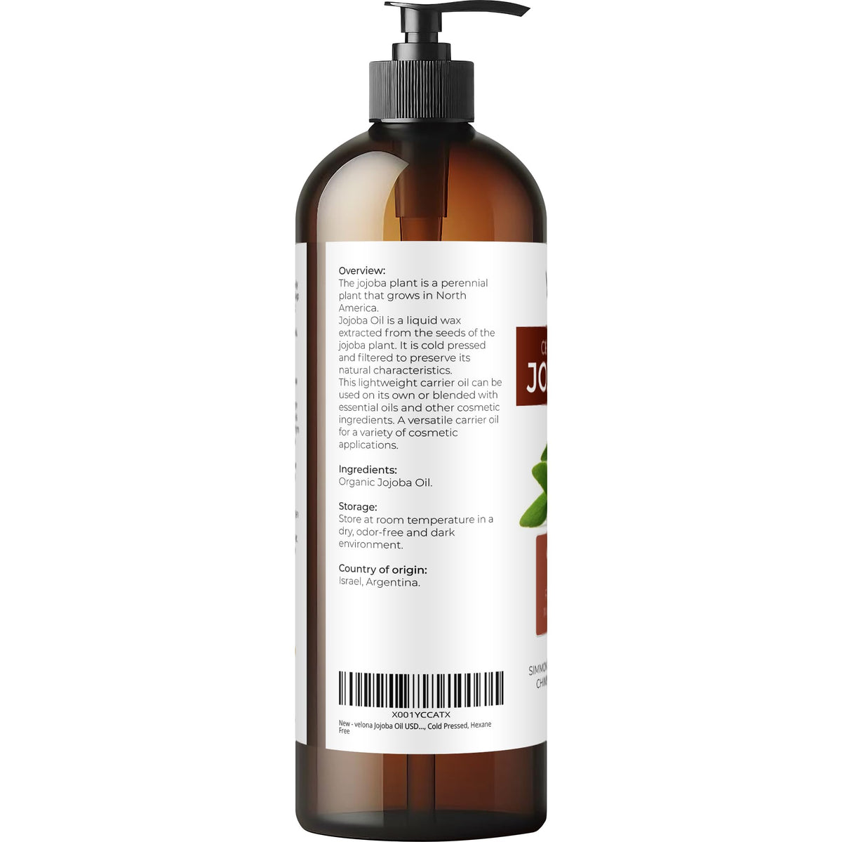 velona Jojoba Oil 16 fl oz with pump on a wooden surface