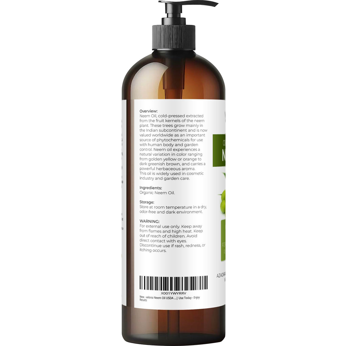 velona Organic Neem Oil showing the rich color and texture
