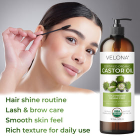 velona USDA Organic Castor Oil 64 fl oz with dropper