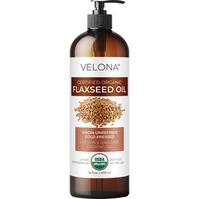 velona USDA Organic Flaxseed Oil 16 fl oz front view