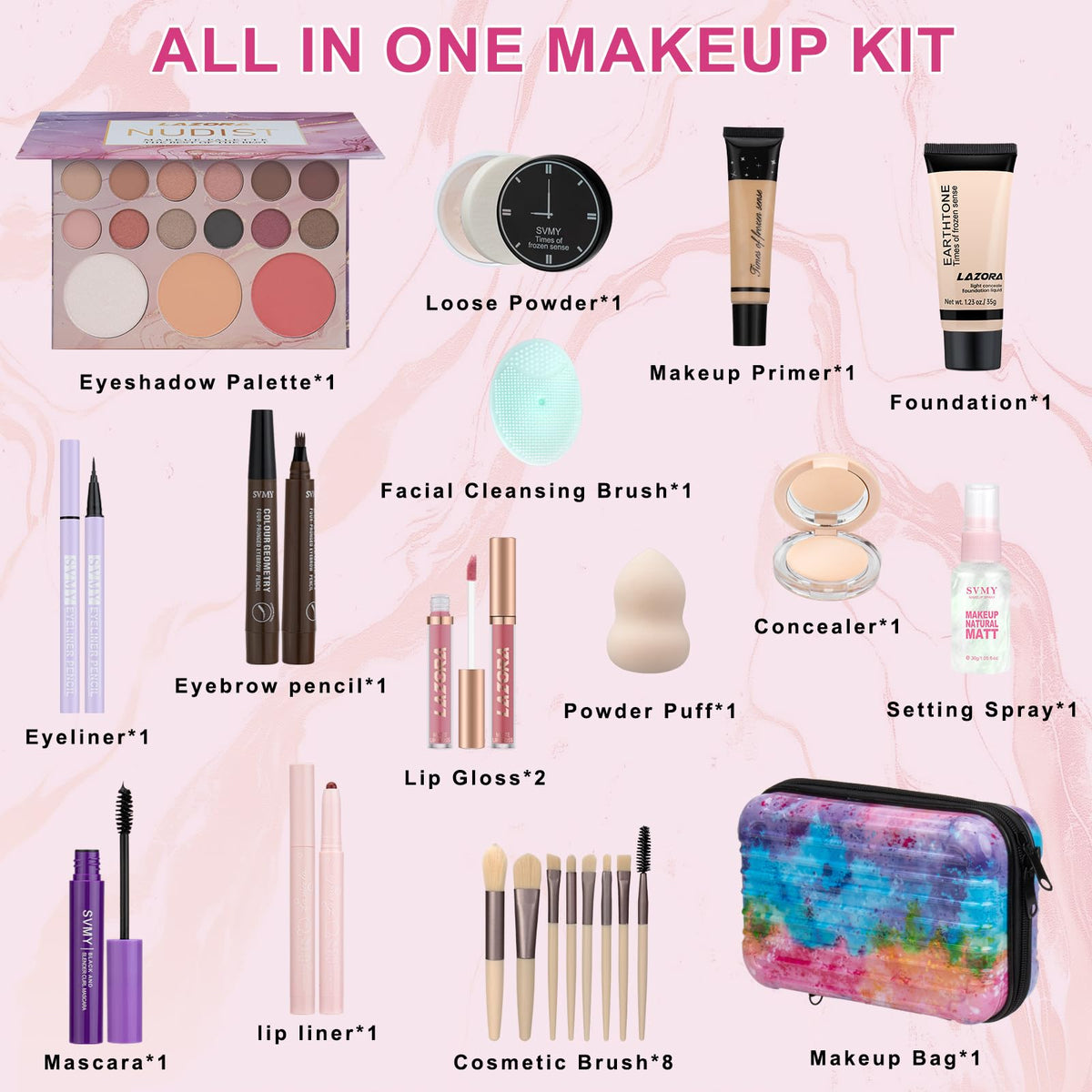venshun Makeup Set for Teens portable handbag with makeup