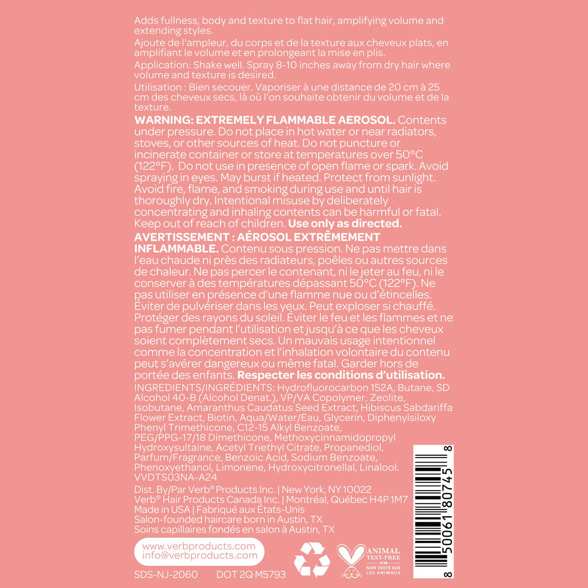 VERB Volume Dry Texture Spray with styling tools