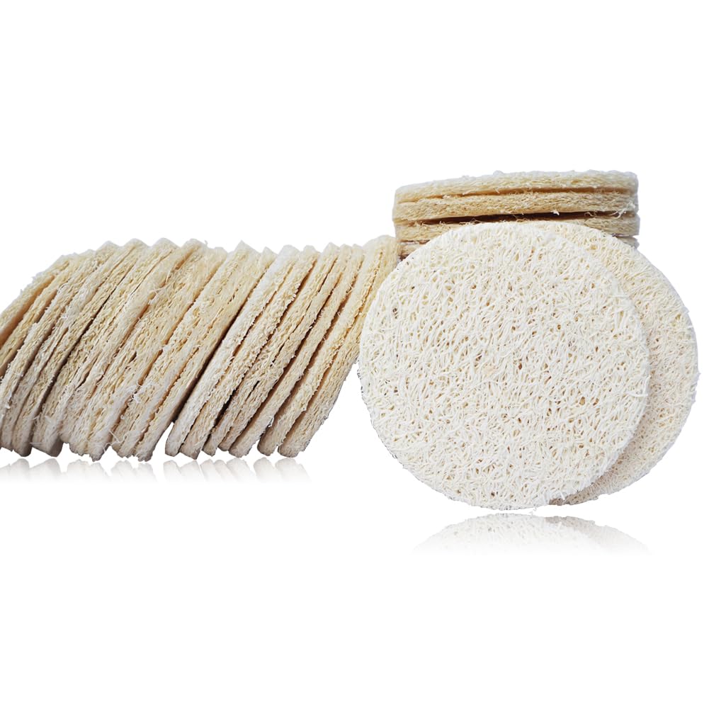 VeridianLife 25-pack natural loofah exfoliating face pads front view