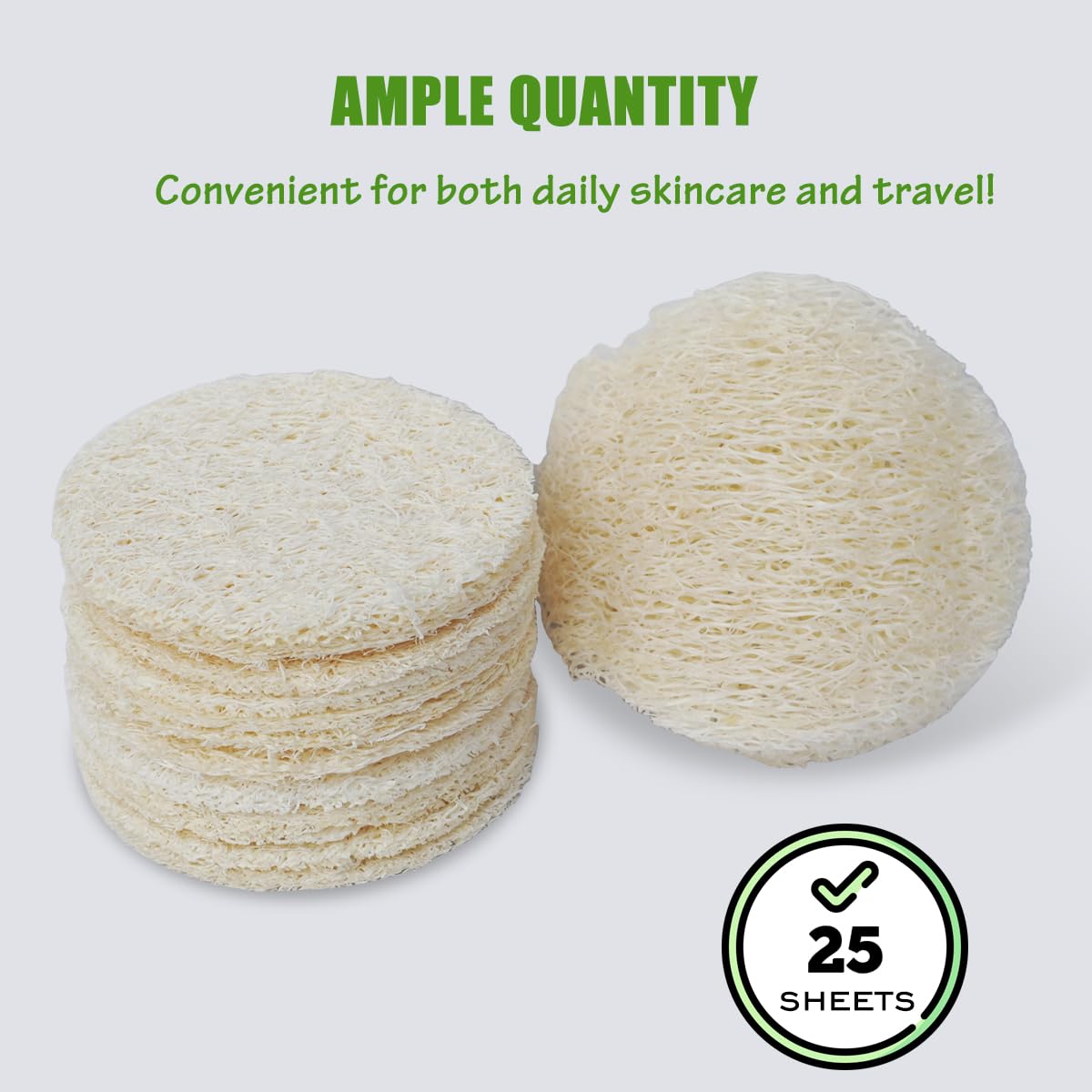 VeridianLife natural loofah face pad being used on skin
