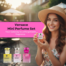 Versace 3-piece Miniatures Fragrance Collection displayed with accessories