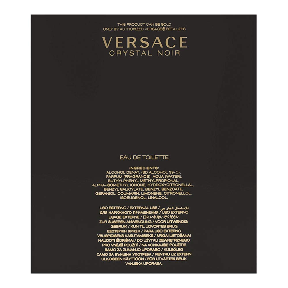 Versace Crystal Noir Eau de Toilette Spray 3.0 oz packaging detail
