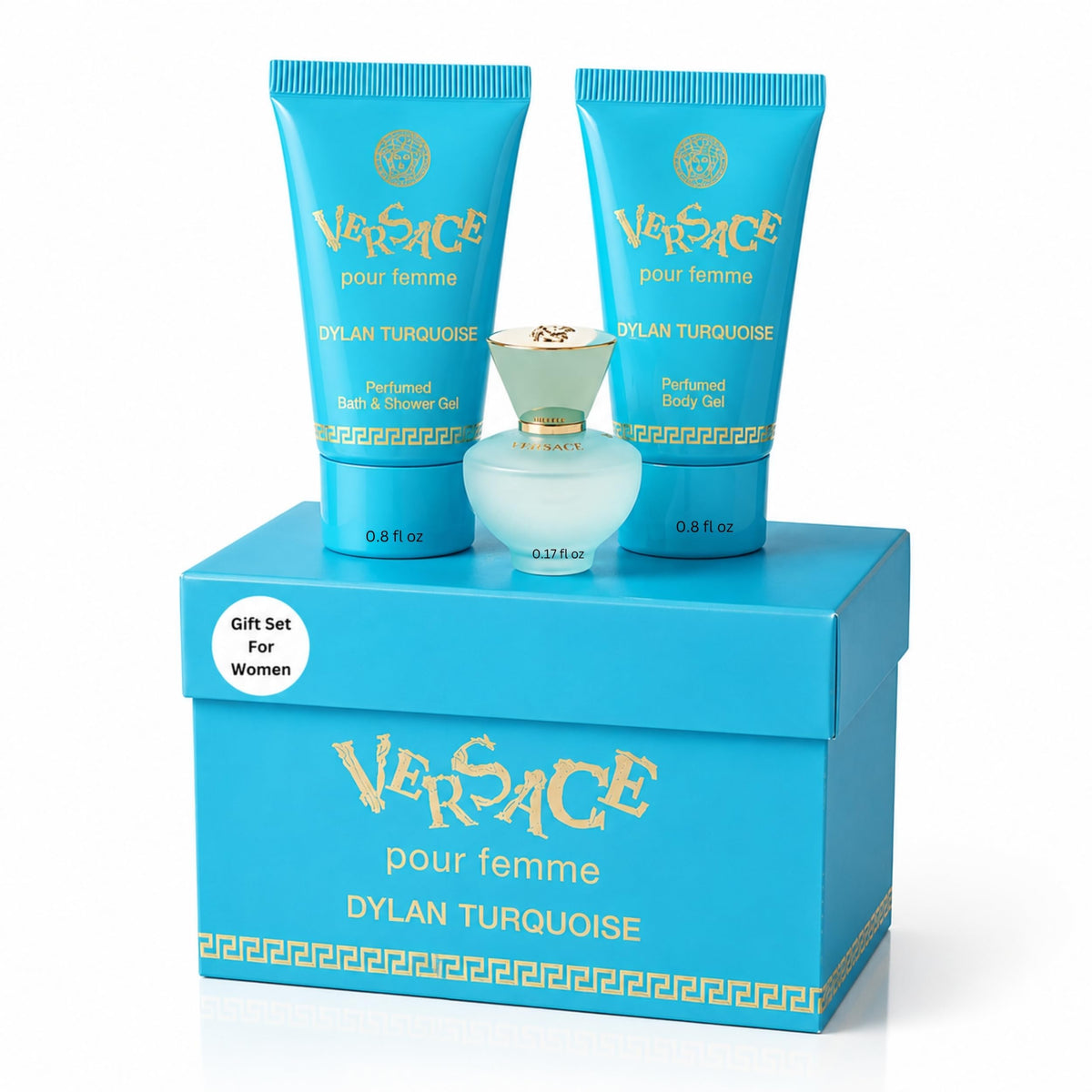 Versace Dylan Turquoise Mini Perfume Trio Gift Set front view