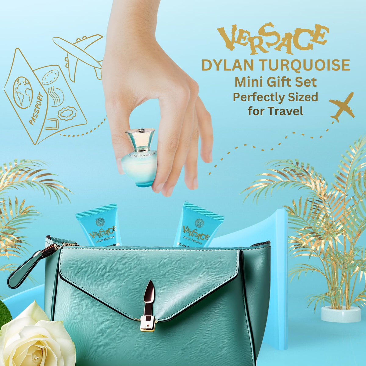 Versace Dylan Turquoise Mini Perfume Trio Gift Set packaging