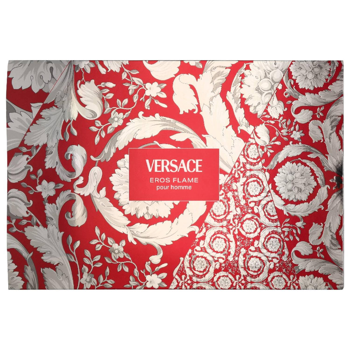 Versace Eros Flame set displayed with bag