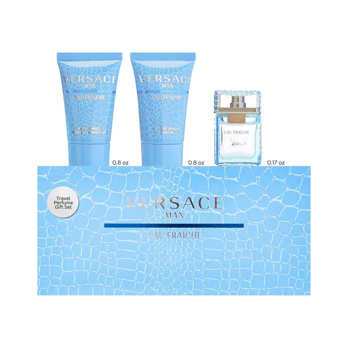 Versace Man Eau Fraiche Mini Gift Set with EDT, after shave balm, and shower gel