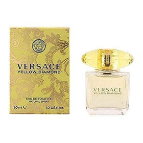 Versace Yellow Diamond Eau de Toilette Spray with floral background