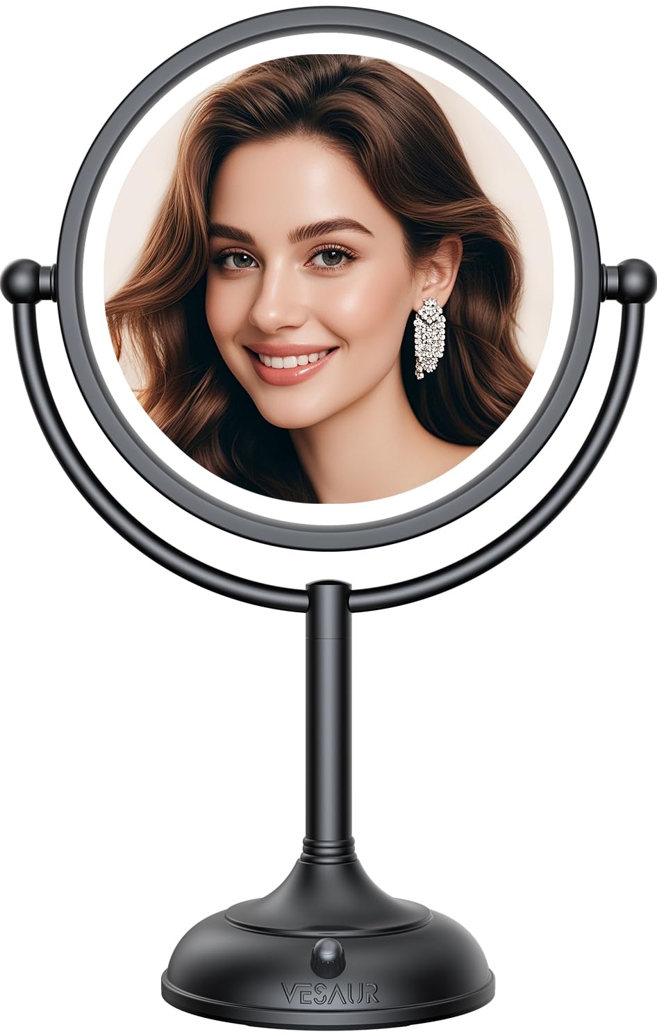 VESAUR 8.5-inch lighted makeup mirror front view with 90 LEDs