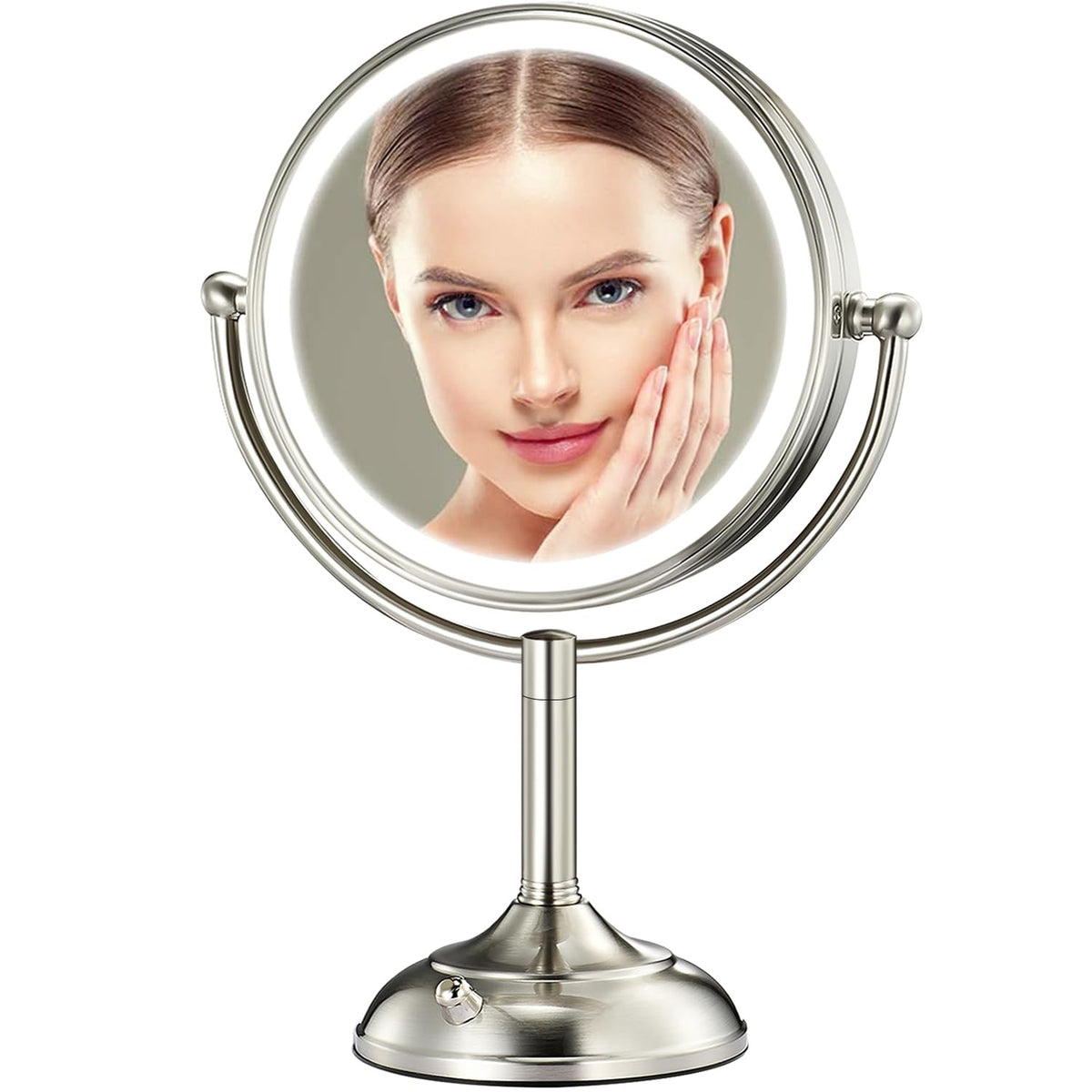 VESAUR 8.5-inch lighted makeup mirror front view with bright LEDs