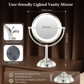 VESAUR lighted mirror with natural light setting