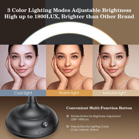 VESAUR makeup mirror featuring 3 color light settings
