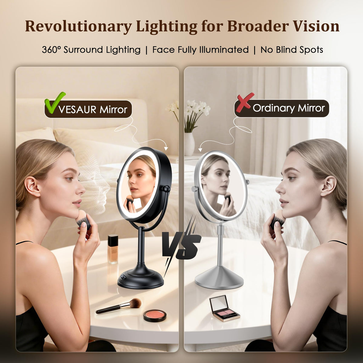 VESAUR makeup mirror packaged as a gift