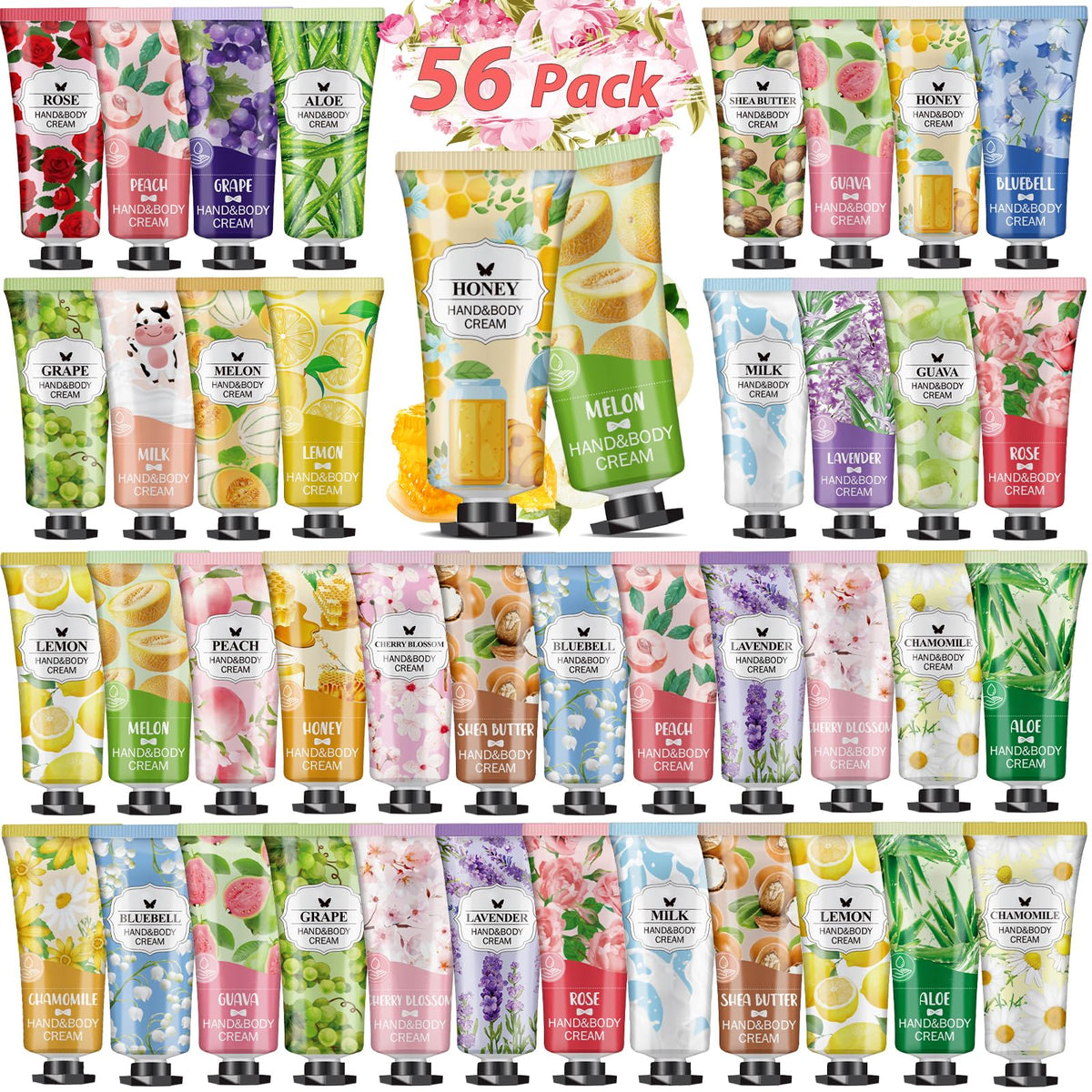 VESPRO 56 Pack Hand Cream Gift Set with assorted mini lotions