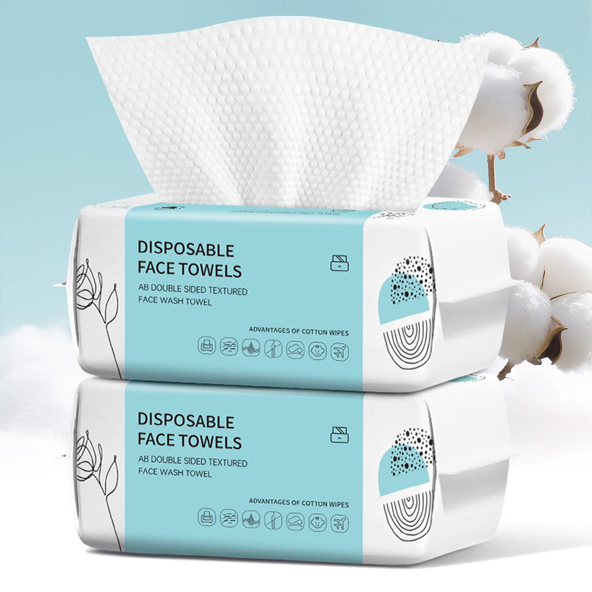 VETYUND Disposable Face Towels 200 Count package front view