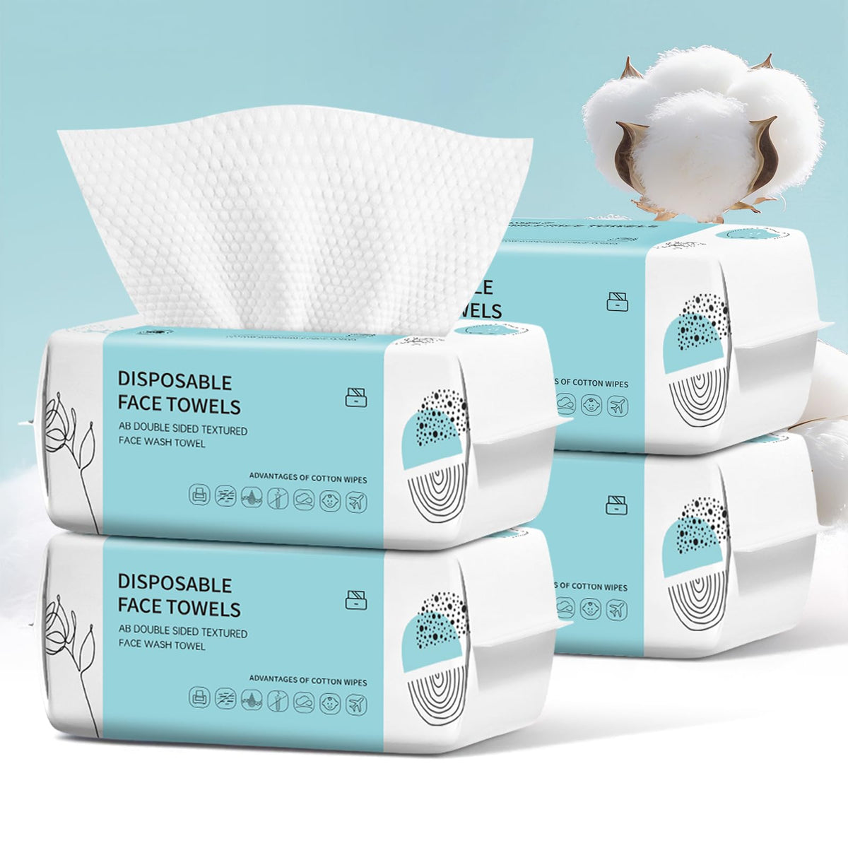 VETYUND Disposable Face Towels 400 Count packaging front view