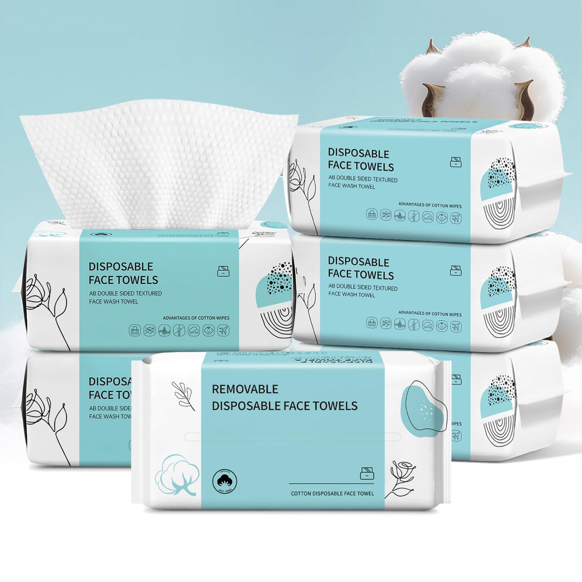 VETYUND Disposable Face Towels 600 Count packaging front view