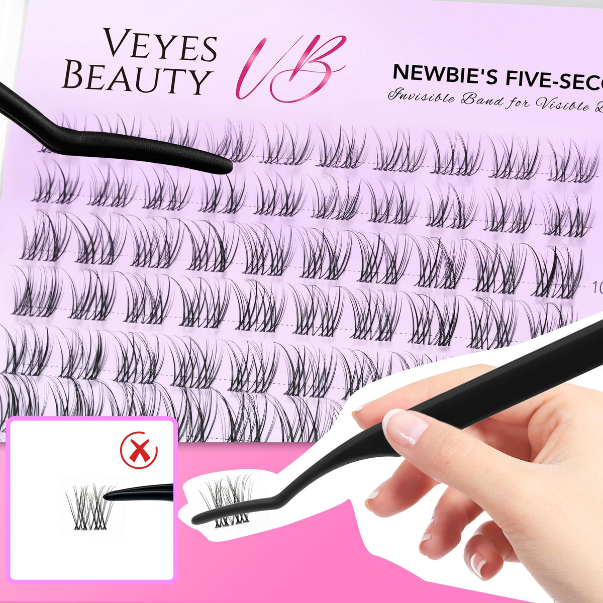 VEYESBEAUTY Aliva lash clusters in use