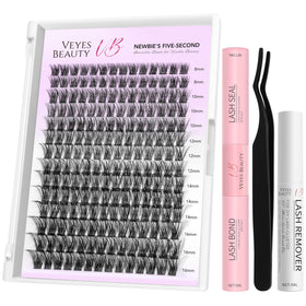 VEYESBEAUTY Boldeye Lash Clusters Kit front view with lash tray