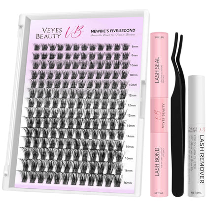 VEYESBEAUTY Bomb Lash Clusters Kit front view with lash tray