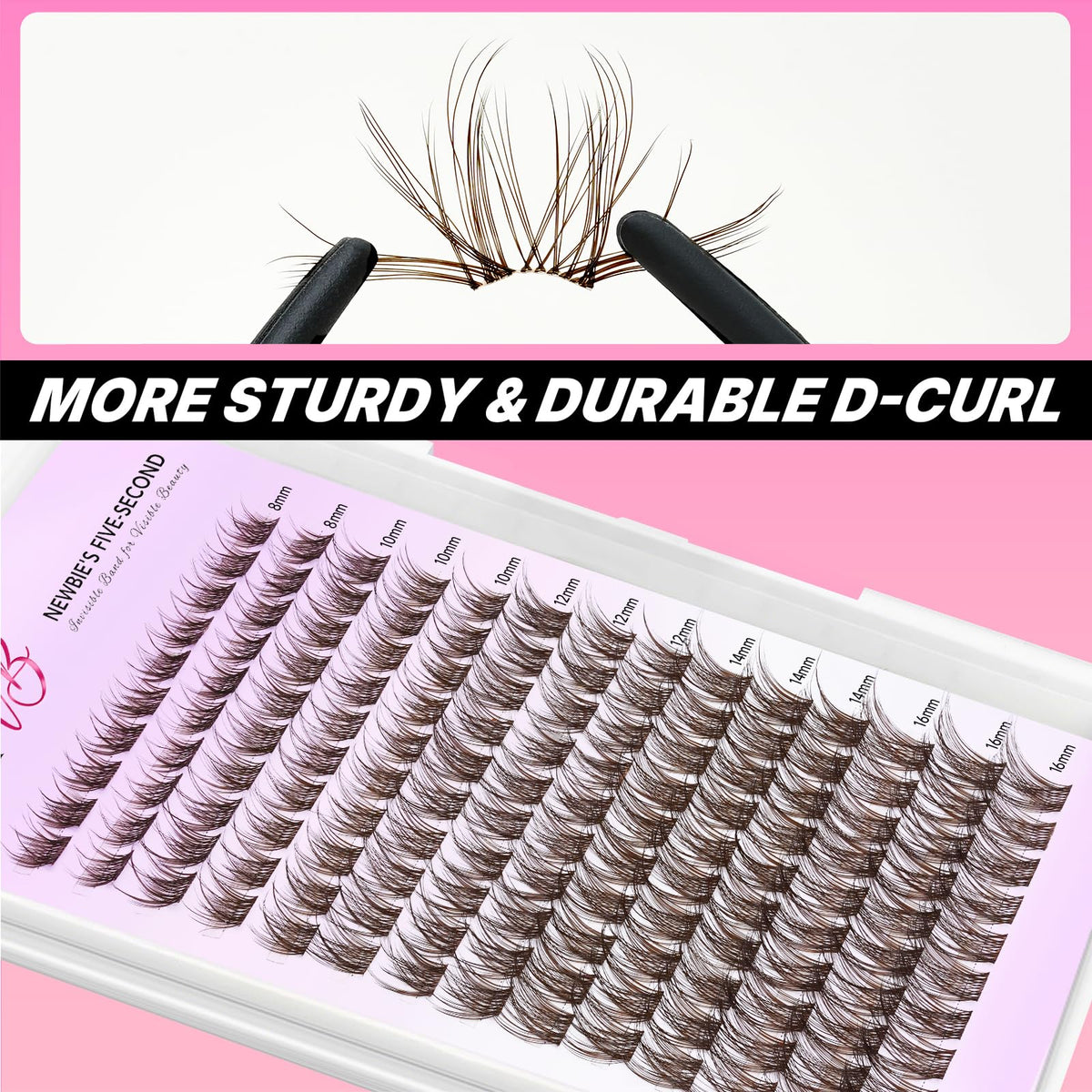 VEYESBEAUTY Brown Lash Clusters 8-16mm application process
