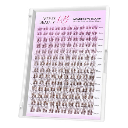 VEYESBEAUTY Brown Lash Clusters 8-16mm front view