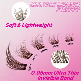 VEYESBEAUTY Brown Lash Clusters 8-16mm on model
