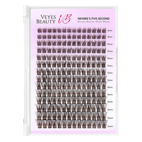 VEYESBEAUTY Brown Lash Clusters Kit displayed with accessories