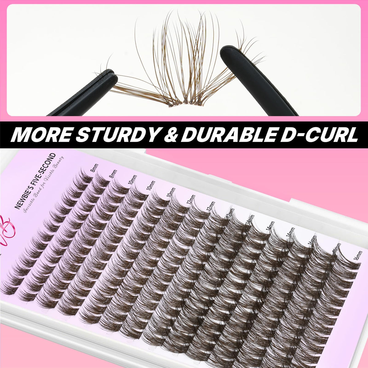 VEYESBEAUTY Brown Lash Clusters Kit with lash bond and sealer