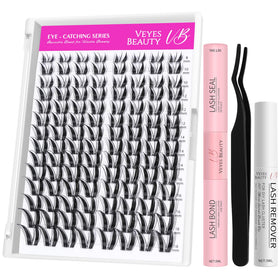 VEYESBEAUTY Bunny Eyelash Clusters Kit front view with mixed lengths