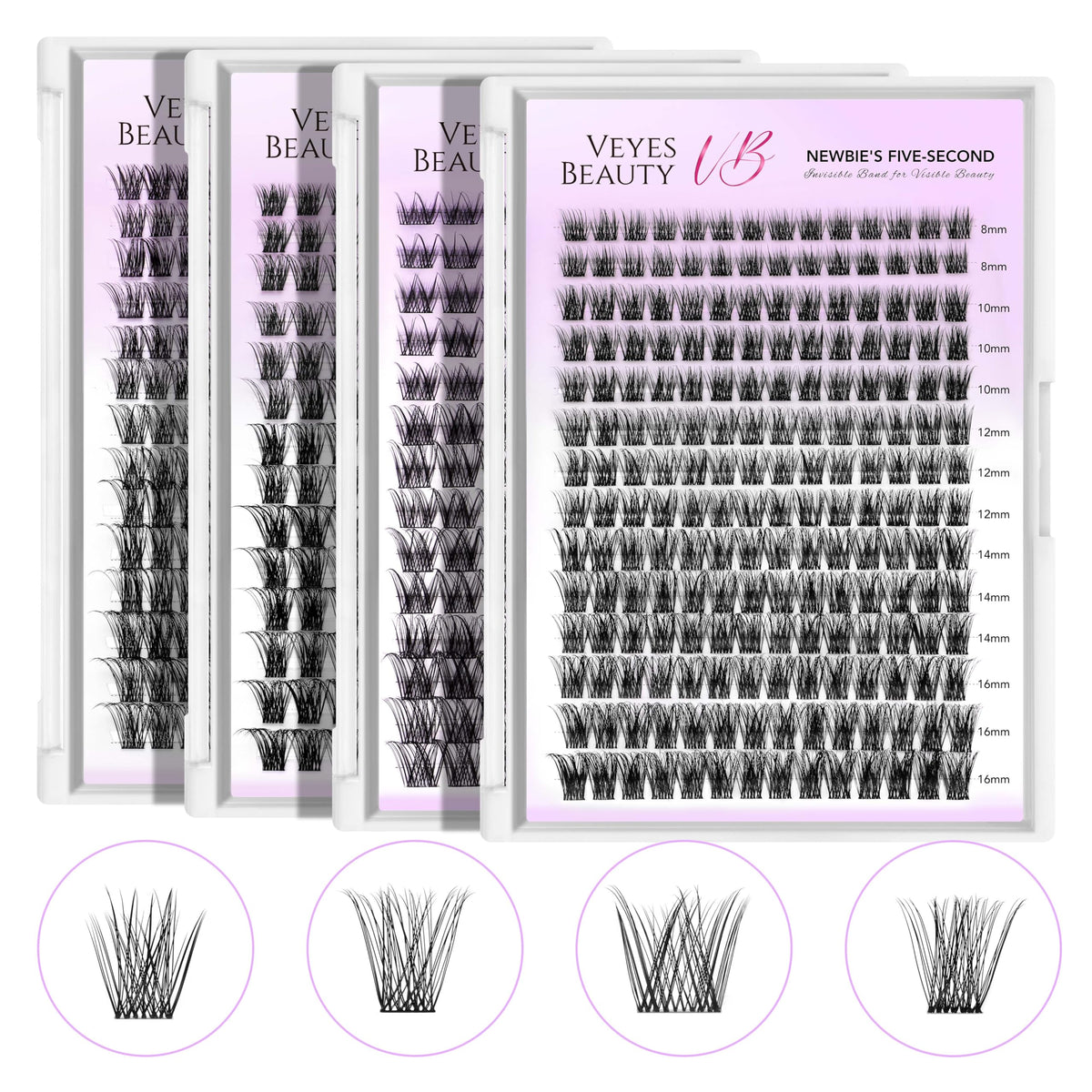 VEYESBEAUTY Dreamy Lash Clusters Kit side view showcasing lash clusters