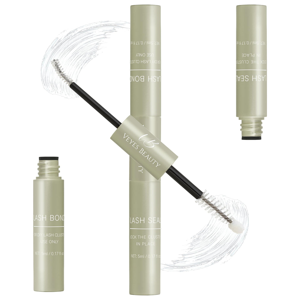 VEYESBEAUTY Lash Bond and Seal front view with spiral brush