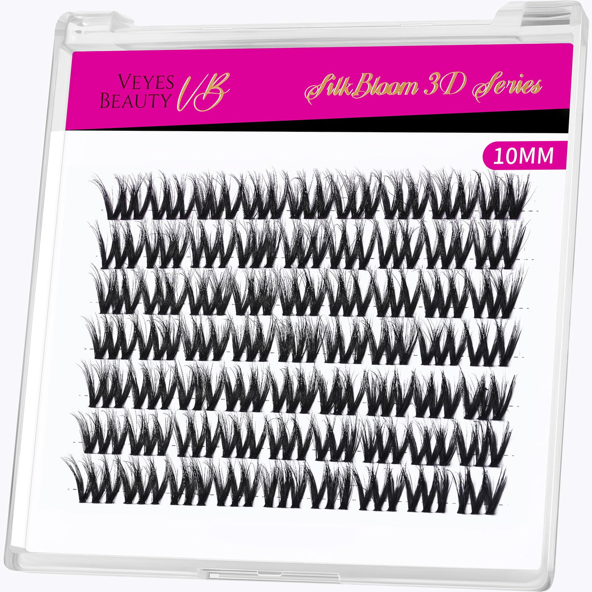 VEYESBEAUTY Lash Clusters 10mm fluffy individual eyelash extensions front view